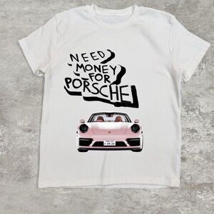 Women’s Graphic Tee - White with Pink Car Design | Size Large